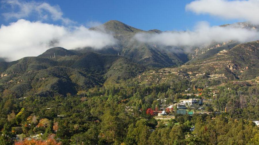 Aerial view of campus mountains